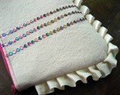 Sequin Ruffle Clutch / Spring Fashion /  Multicolor & Cream with Pink Plaid / Handmade Purse