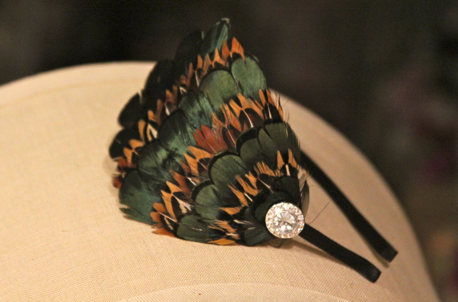 Fall Feather Fascinator, Bridal Head piece for vintage wedding head piece