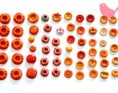 Vintage buttons - assorted orange buttons