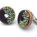 Funky Chocolate Doughnut Cufflinks with Multicoloured Sprinkles