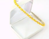 Mustard Yellow Beaded Headband with Pearls and Czech Crystal