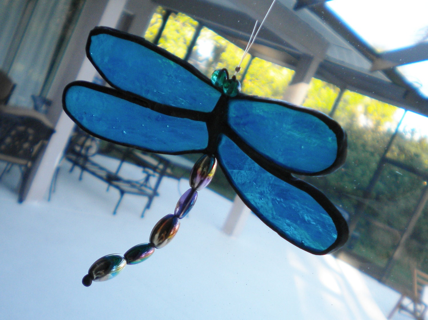 Blue Dragonfly Suncatcher Stained Glass