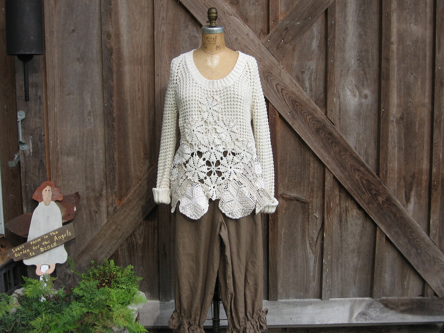 recycled reconstructed sweater in shades of cream