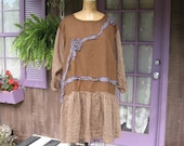 linen dress tunic in tobacco brown ready to ship