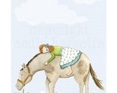 5x7 Print - 'Love' - Girl Bedroom Nursery Wall Art Print - Daisy, Aqua, Green, Horse, Pony - Inspirational - Emily Burnette - Recipe 4 Cute
