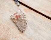 Necklace Pendant -Splinter Series- in Antique Silver and Salmon Pink