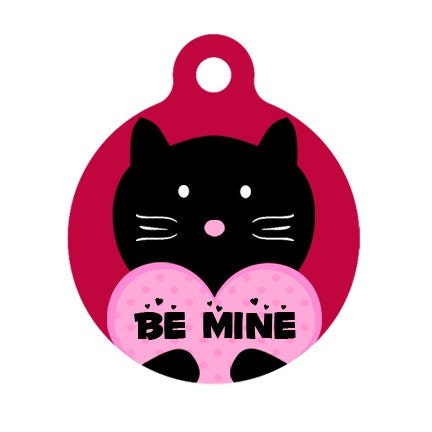 Happy Valentine's Day Kitty Cat Pet Tag, Luggage Tag, Child ID Tag