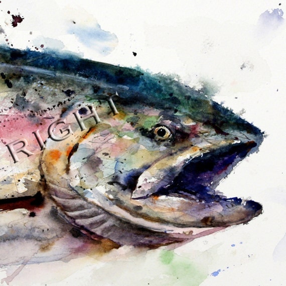 ABSTRACT SALMON Watercolor Fish Print By Dean Crouser