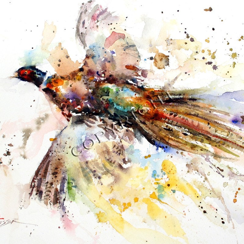 PHEASANT Abstract Watercolor Print by Dean Crouser