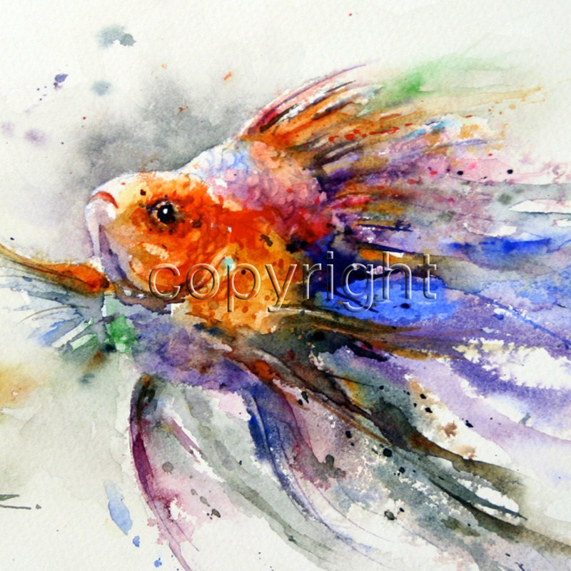 GOLDFISH Watercolor Print by Dean Crouser