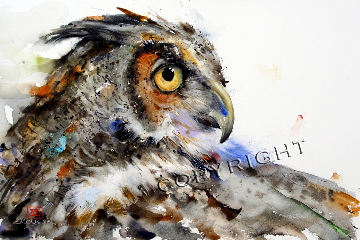OWL Watercolor Print By Dean Crouser - Image Used By Audubon