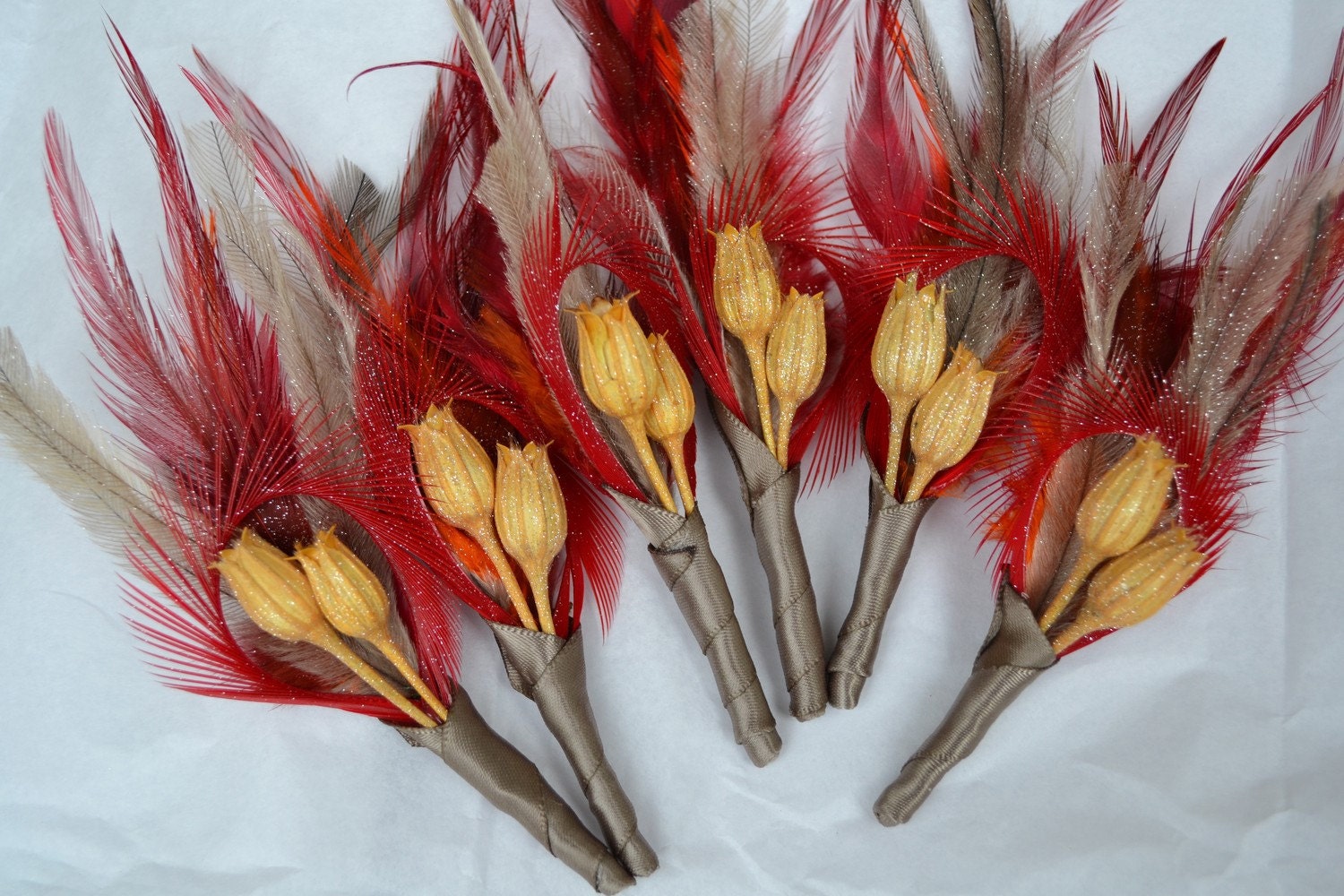 Custom Feather Boutonnieres