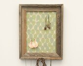 Rustic Leaves Barnwood Jewelry Holder - Green & Blue - 9 x 12