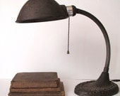 Hold for Yasmin- Antique Cast Iron Gooseneck Desk Lamp- Working