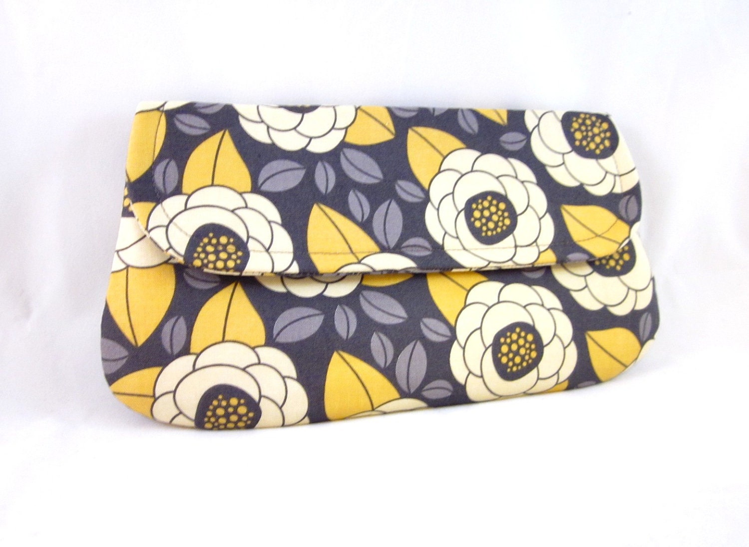 Gray Mustard Clutch - Granite in Bloom by waterpath