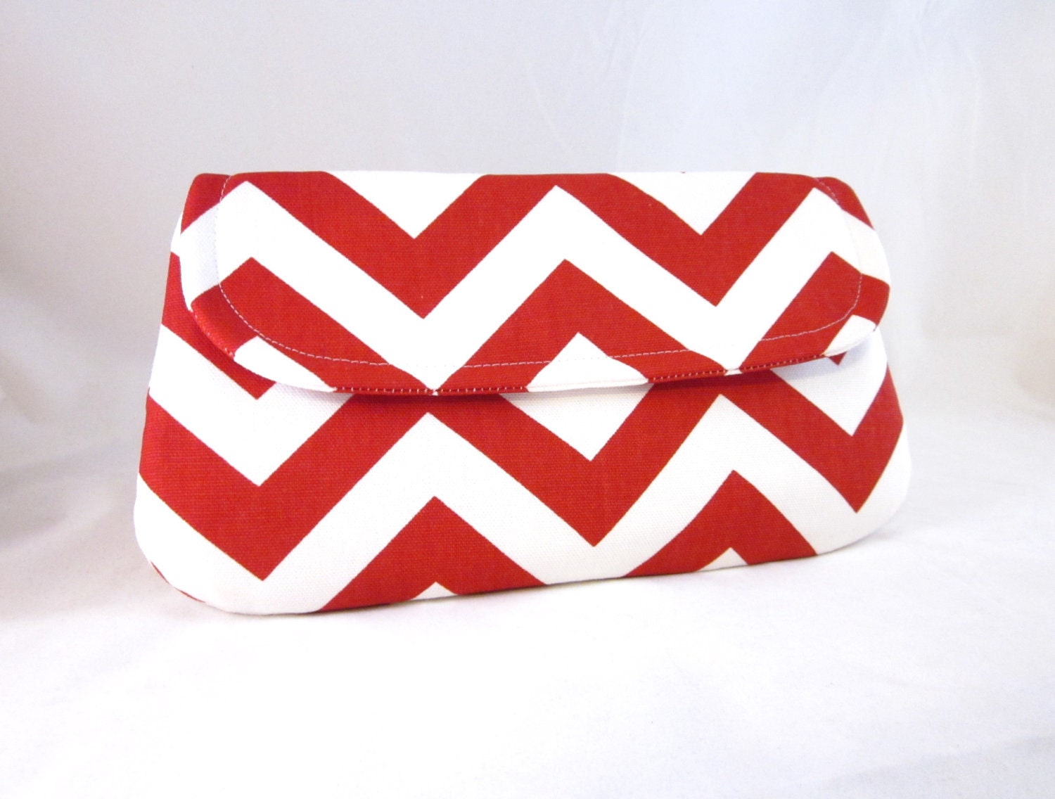 Red and White Chevron Clutch by waterpath