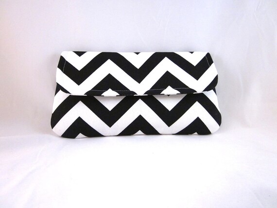 Black and White Chevron Clutch by waterpath
