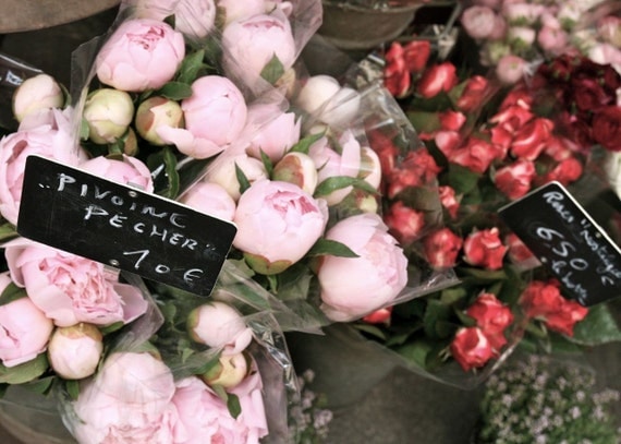 Paris Photography - Peony Photograph - French Romantic Floral Print - Paris Flower Market - Pink Photo - Paris Decor - Paris France Feminine
