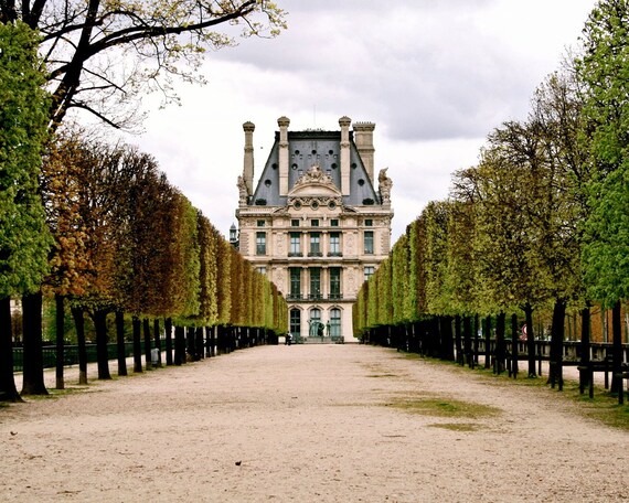 Paris Photography - Jardin des Tuileries - Green Print Elegant Parisian Garden - Autumn Decor - French Architecture - Fine Art - Home Decor