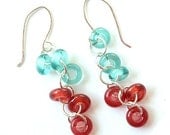 Fire and Water Earrings - Handmade Lampwork and Sterling Silver