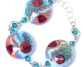 Bright and Colorful Necklace - Handmade Lampwork Beads with Silver and Swarovski Crystals