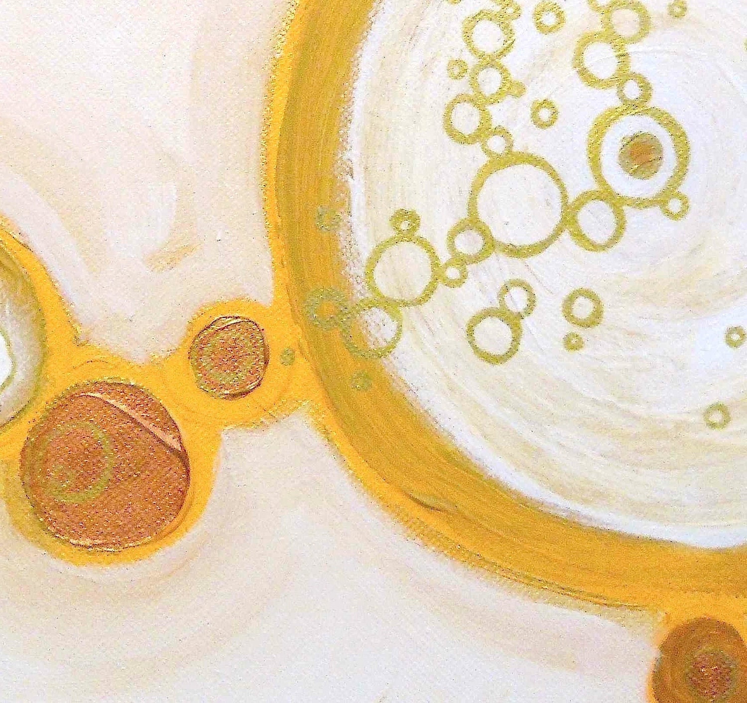 SALE - Abstract Acrylic Painting Original Fine Art 12"x12" by Linnea Heide - white gold - geometric circles - modern art