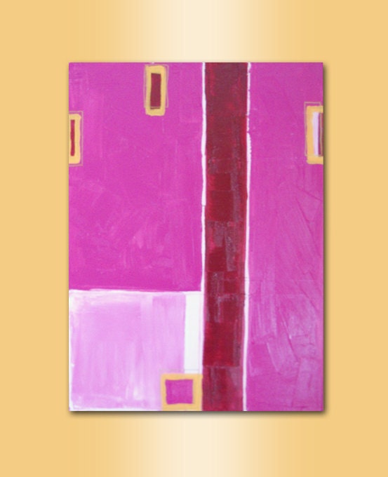 SALE - Abstract Acrylic Painting Original Fine Art 18"x24" by Linnea Heide - geometric orange pink - vibrant