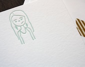 Your Portrait  - Custom Letterpress Stationery - Set of 50