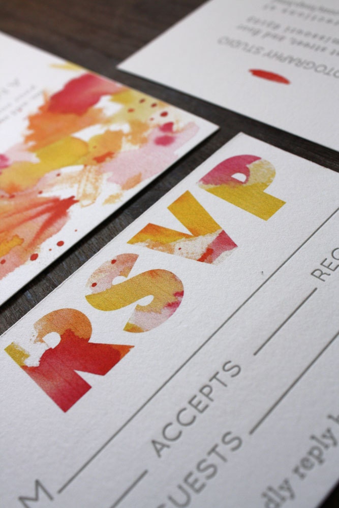 Watercolor - Wedding Invitation Suite - Letterpress