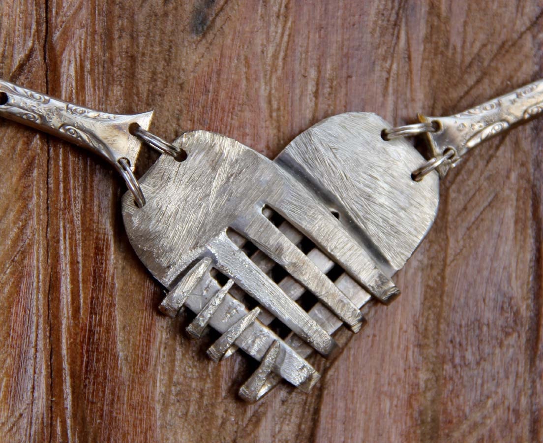 Tangled heart fork necklace