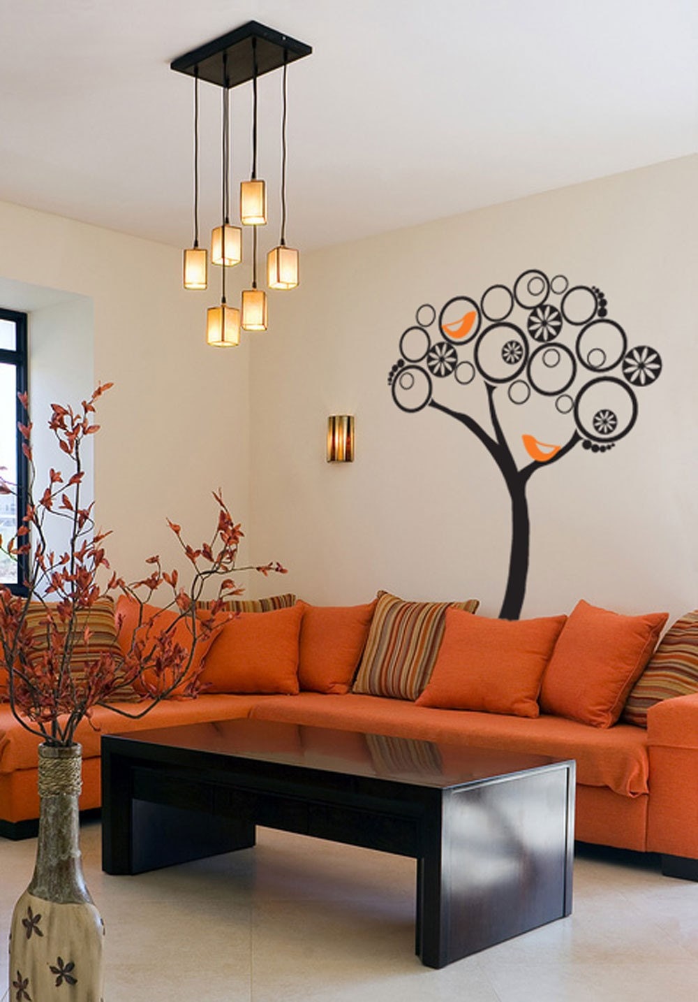 Vinyl Wall Decal Sticker Art - Modern Abstract Tree with Birds