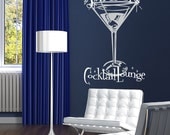 Vinyl Wall Decal Sticker Art - Personalized Cocktail Lounge with Martini Glass