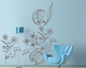 Vinyl Wall Decal Sticker Art - Whimsical Florals - Delicate Airy Handpainted Look