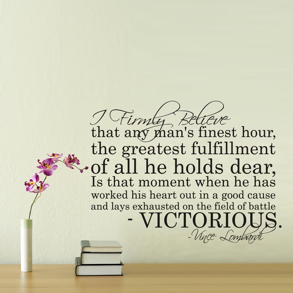 Vinyl Wall Decal Sticker Art - Vince Lombardi  quote -  wall Mural