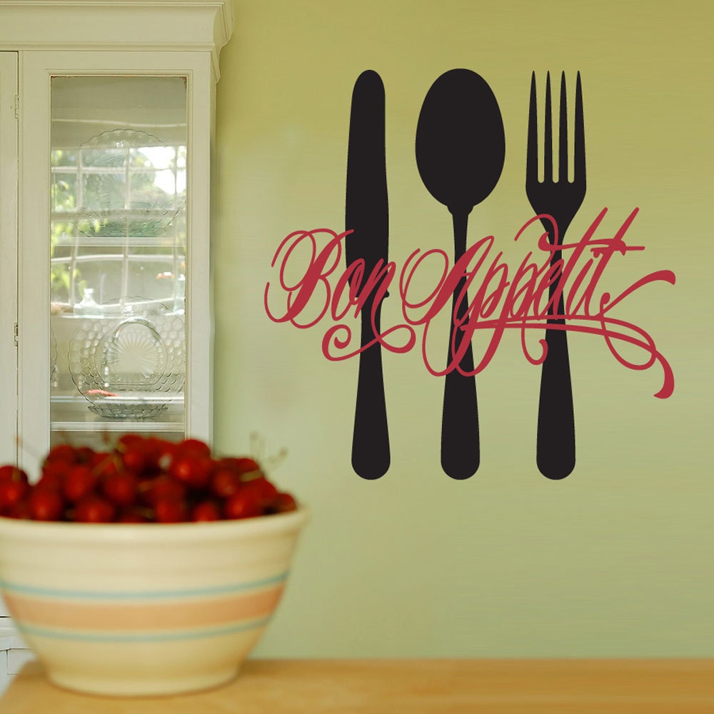 Vinyl Wall Decal Sticker Art - Bon Appetit - Medium - Kitchen mural