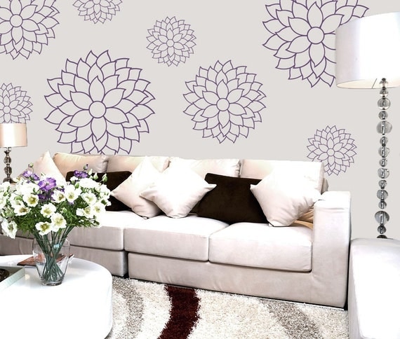 Vinyl Wall Decal Sticker Art - Cheerful and Delicate Mums