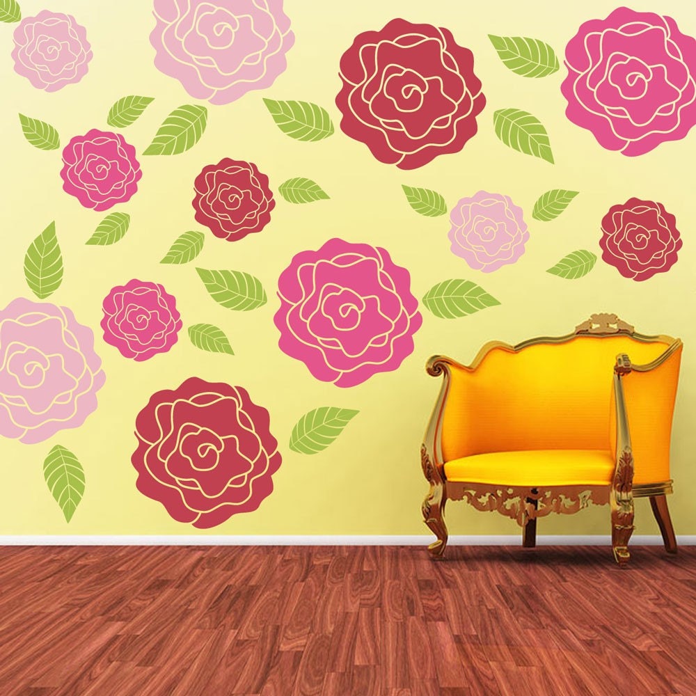 Whimsical Roses - Vinyl Wall Decal Sticker Art