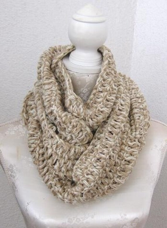 Chunky Cowl, Neckwarmer, Circle Scarf,Slouch, Cowl, UNISEX, Cream, Ivory, light brown, Earthtone,