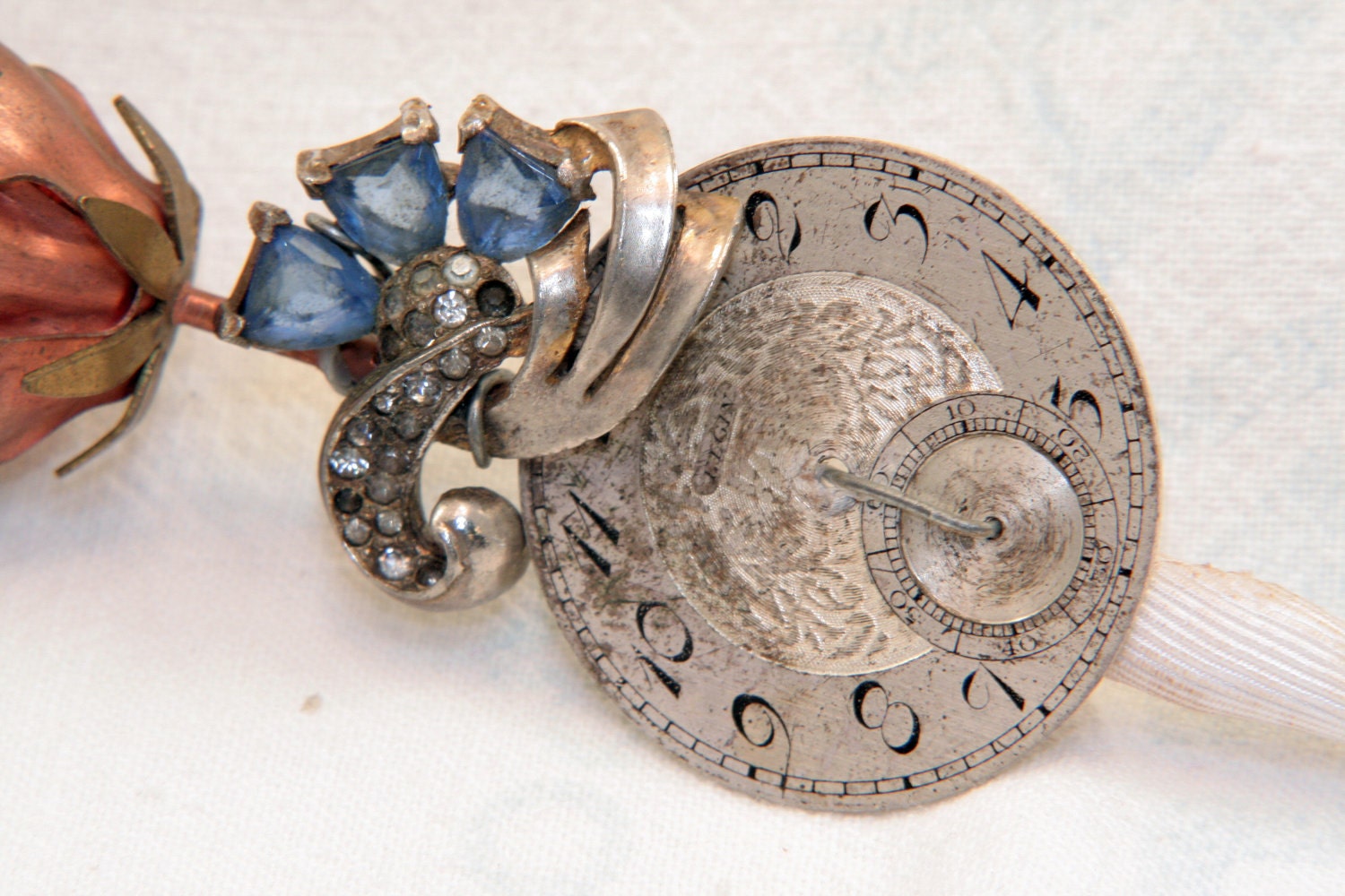 Victorian Steampunk Watchface Handmade Groom Boutonniere - Custom Made