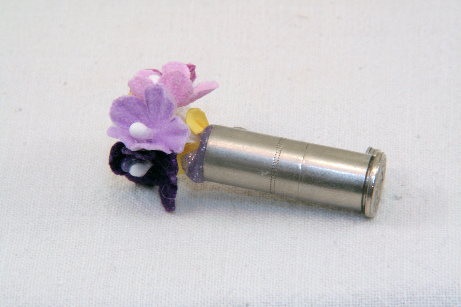 Bullet Boutonniere - 38 Caliber Bullet and Flower Buttonhole - Custom Made