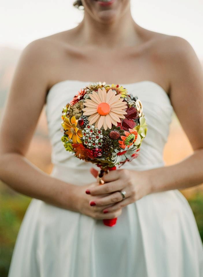 Brooch Bouquet - Colorful Custom Modern Jewelry Heirloom Bouquet - Medium