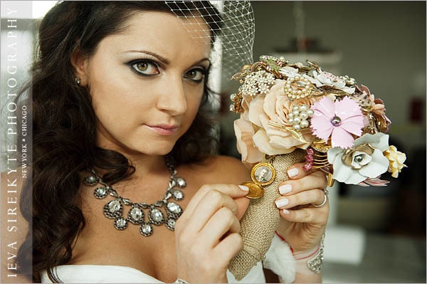 Custom Large Brooch Bouquet - Romantic Silk Flowers & Enamel Brooches - Made to Order