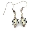 White Black Polka Dot Punk Earrings