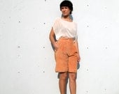 1980s vintage shorts - light orange suede - high waisted - xs / small