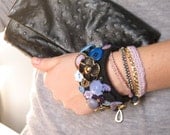 Statement bracelet embroidered blue violet
