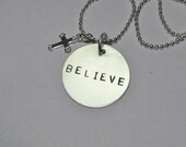 hand-stamped Believe necklace