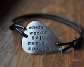 The Original Hand-Stamped Guitar Pick Bracelet - Slide Style