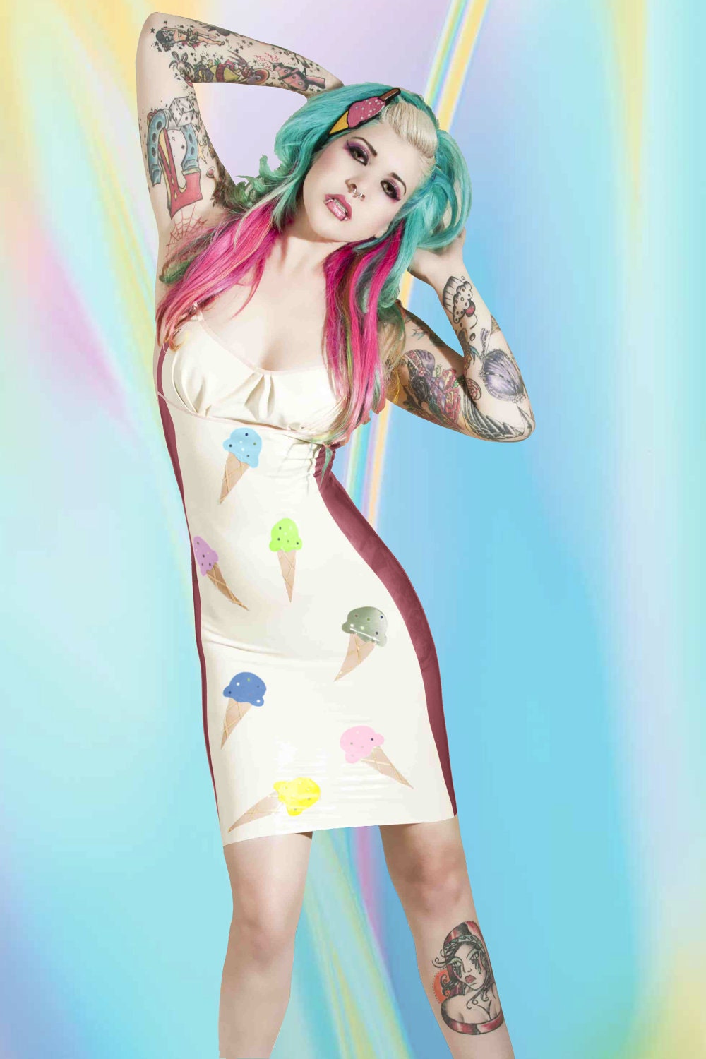 Latex Rubber Ice Cream Cone Applique Dress