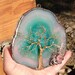 Wire Tree Of Life Spirit sculpture Green Brazil Geode Agate Quartz Crystal, Rhodonite, original Art  1A