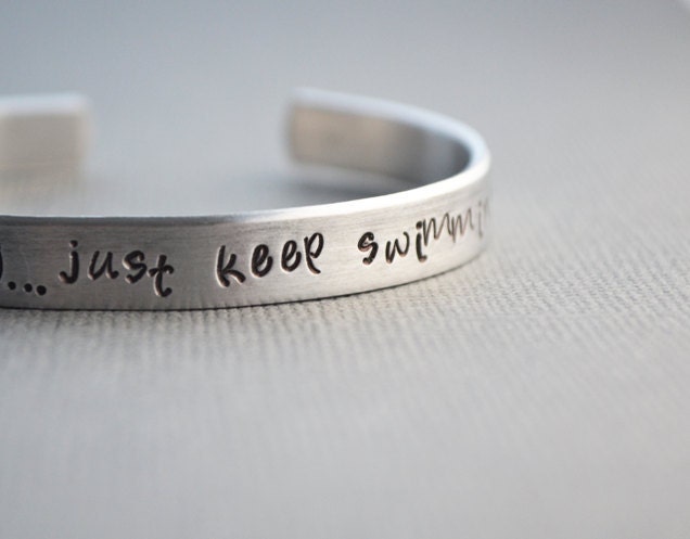Finding Nemo Inspired Just Keep Swimming Cuff Bracelet by TheCopperFox